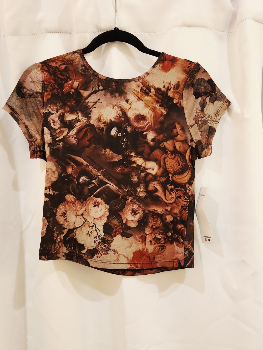 Steve Madden Brown Floral Short Sleeve Tee
